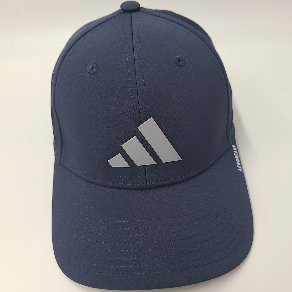 Adidas Hat Fitted L-XL Blue Gray Aeroready Performance Golf Polyester Blend Men